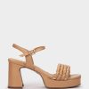 Clearance Benagil Sandalias De Tacon De Piel En Color Camel Con Plataforma Sandalias De Tacon