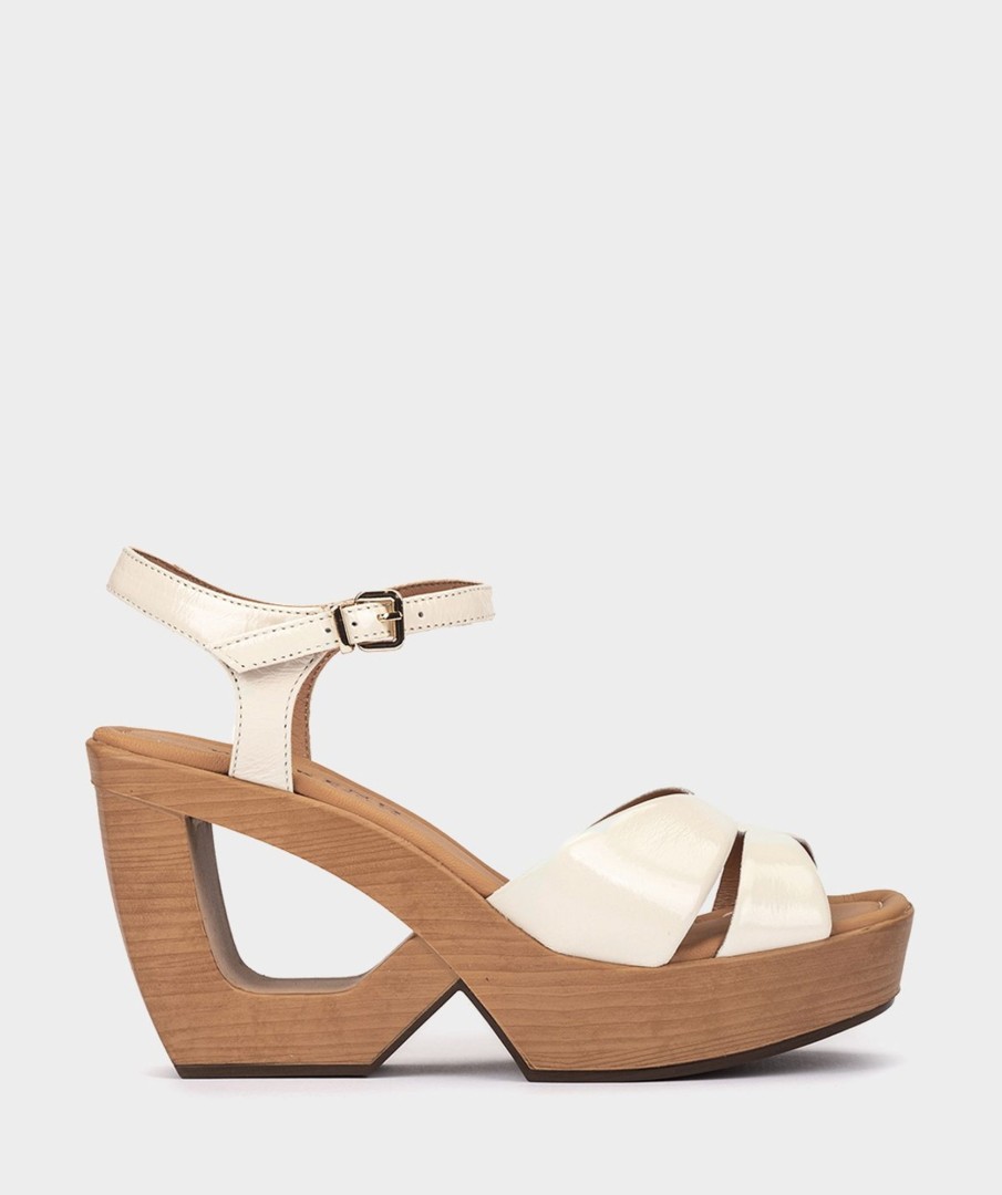 Online Houston Sandalias De Charol En Color Blanco Sandalias De Tacon