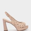 Online Cittanova Peep Toes De Piel Troquelada Sandalias De Tacon