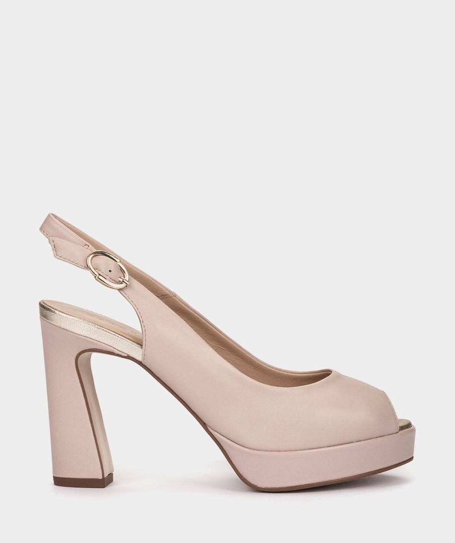 Best Cittanova Peep Toes De Piel En Color Rosa Palo Sandalias De Tacon