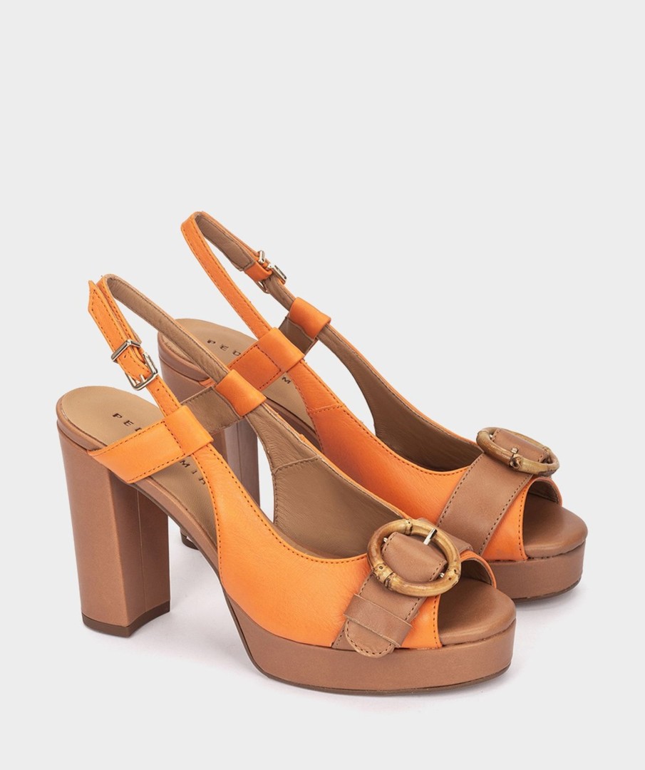 Clearance Aradeo Sandalias Peep Toe De Piel Sandalias De Tacon