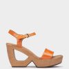 Clearance Edna Sandalias De Charol En Color Naranja. Sandalias De Tacon